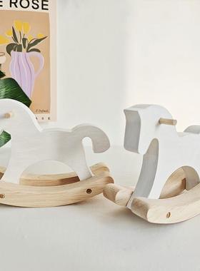 实木小木马桌面摆件创意儿童玩具可爱装饰品摇摇马送礼日常动物