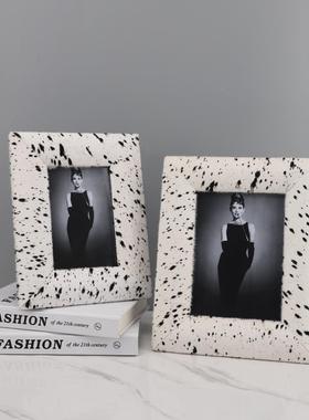 欧式轻奢高端马毛相框摆件卧室客厅电视柜样板间梳妆台家居装饰品