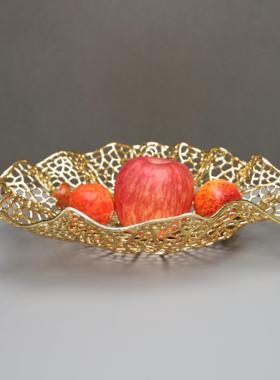 新中式金属不规则托盘摆件样板房售楼部卧室书房客厅桌面玄关饰品