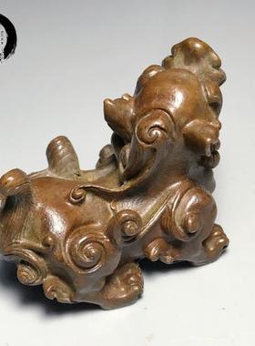 古玩铜器实心貔貅镇尺压纸茶宠铜虫家居装饰文房用品复古招财摆件