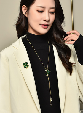 秋冬长款四叶草毛衣链百搭