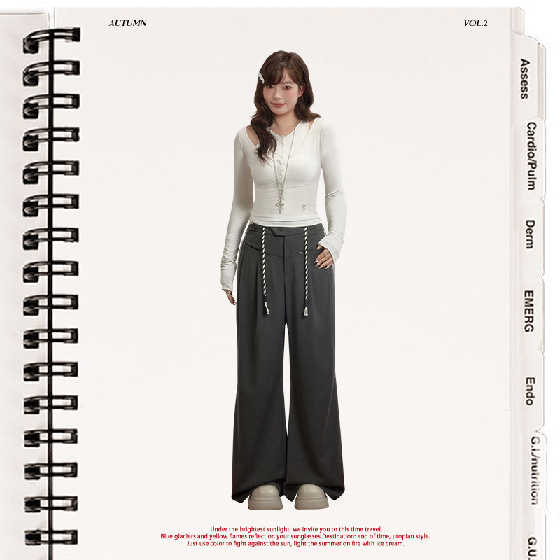 UNIFREEPLUS大码美式休闲西装裤垂感大阔腿直筒复古百搭拖地长裤,淘宝优惠券,粉丝福利购,淘宝优惠卷