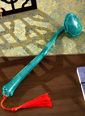 铜金岁月吉祥如意黄铜手把件铜器家居装饰手工桌面书房博古架摆设