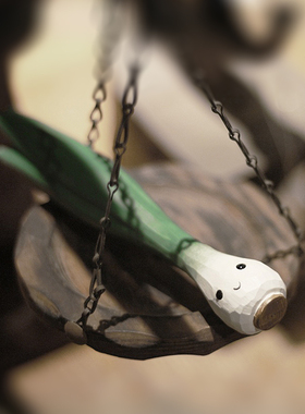 鹿妖商店 青葱永驻 蔬菜 大头葱 纯手工木雕 实木桌面摆件 礼物