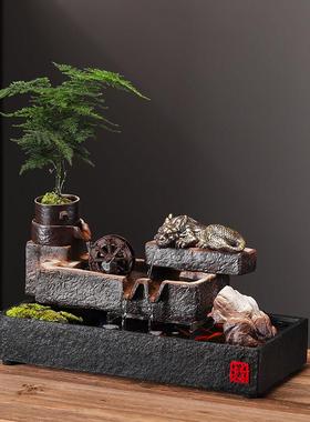 创意流水生财摆件桌面鱼缸循环水装饰客厅玄关办公室摆设开业礼品