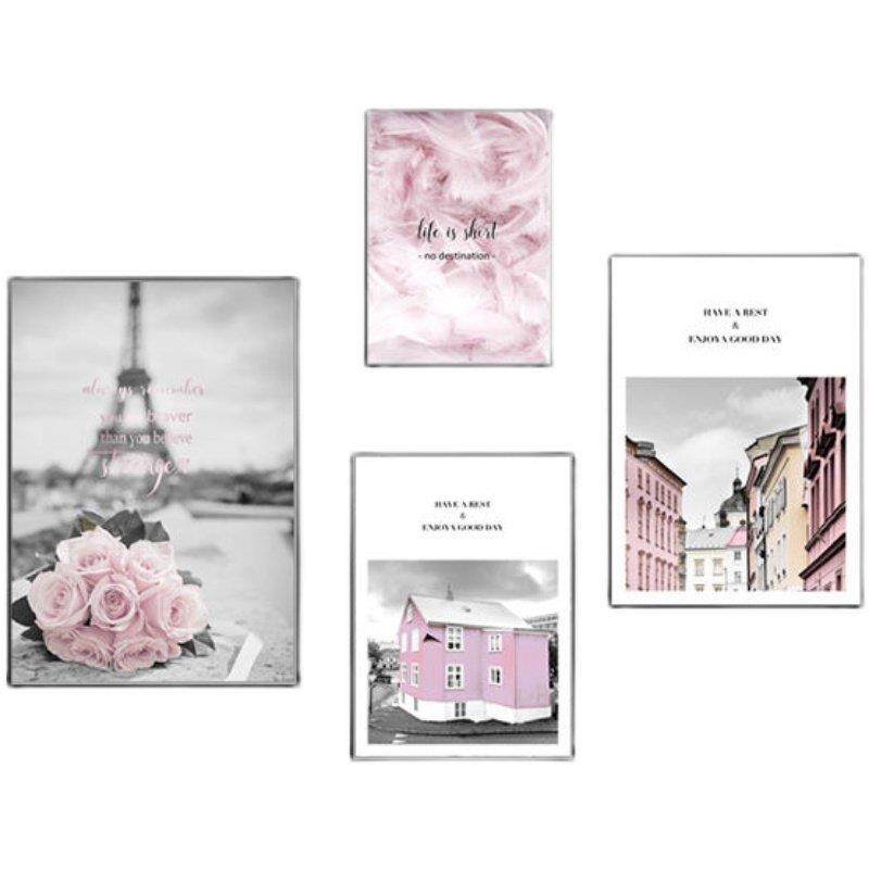 北欧小清新粉色羽毛客厅壁画现代装饰画街景新款卧室床头玄关挂画,淘宝优惠券,粉丝福利购,淘宝优惠卷