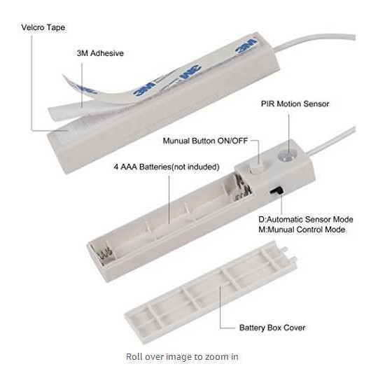 智能感应床底led小夜灯 电池盒led感应灯带 电池盒衣柜灯,淘宝优惠券,粉丝福利购,淘宝优惠卷