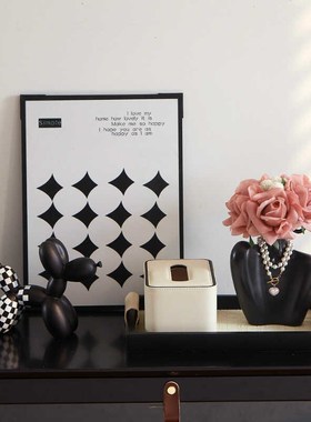 奶油风家居饰品摆件客厅酒柜玄A关乔迁礼物中古餐边柜套装摆设