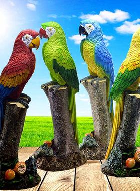 仿真虎皮金刚鹦鹉动物摆件阳台别墅花园桌面树脂创意装饰工艺品