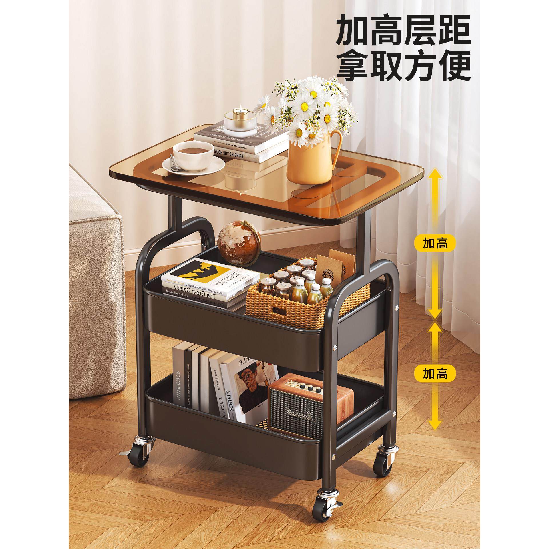 中古置物架落地小推车收纳床头柜客厅沙发边几零食整理架家用茶几,淘宝优惠券,粉丝福利购,淘宝优惠卷