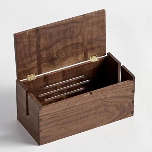 喜起黑胡桃实木排插收纳盒木质桌面插座插线板整理盒装饰集线盒子 - 图1