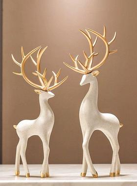 金鹿摆件创意家居酒柜电视柜玄关装饰品室内客厅茶几轻奢高档大气