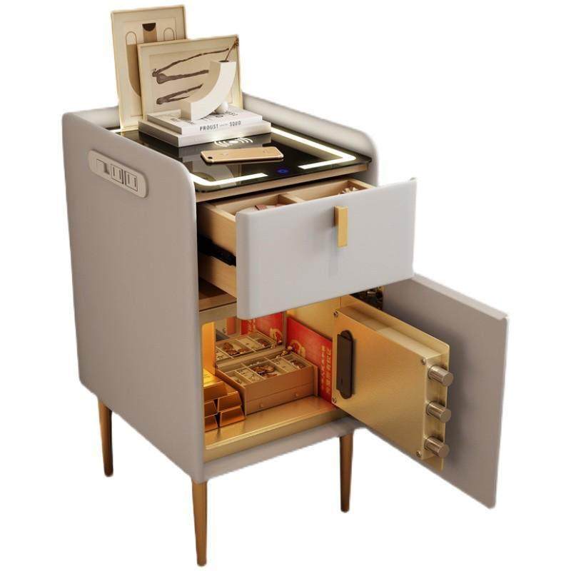 实木床头柜保险箱一体智能小型简约现代带家用防盗极窄多功能卧室,淘宝优惠券,粉丝福利购,淘宝优惠卷