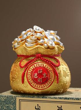 中式八方来财聚宝盆创意摆件客厅玄关博古架乔迁新居装饰招财进宝