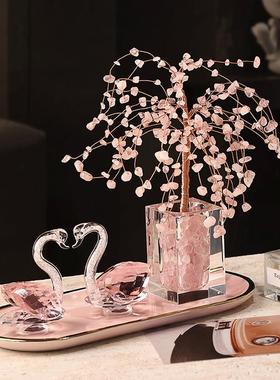 贝汉美水晶天鹅一对轻奢高档闺蜜新婚结婚礼物玄关电视柜酒柜摆件