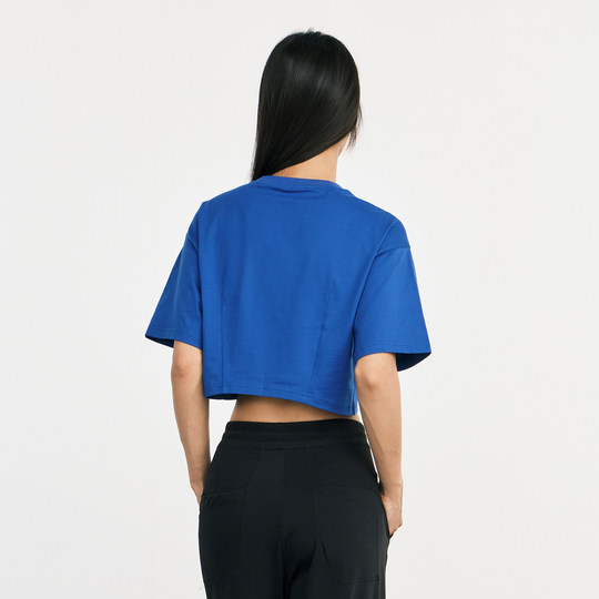 美国EVERLAST拳击女款运动t恤 短款露脐纯棉显瘦健身瑜伽短袖上衣