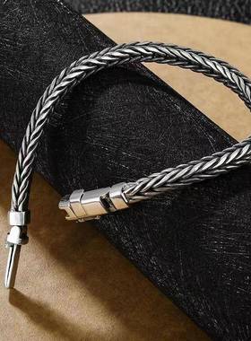 复古风轻奢插销龙骨潮男个性简约学生男女百搭手链男高级感电镀