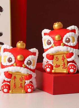 国潮喜庆醒狮吉祥物小摆件家居客厅办公桌面发财装饰乔迁新居礼物