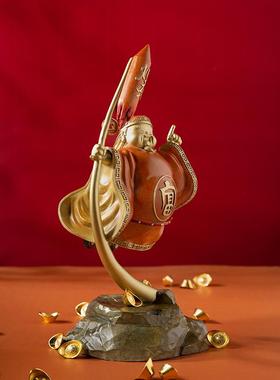 铜财神摆件希望你暴富店铺收银台办公室老板桌工位装饰物开业礼品