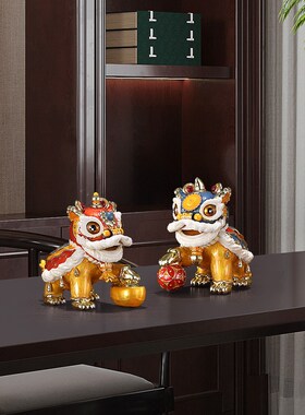 国潮醒狮子摆件舞狮玄关装饰品新年贺岁礼品结婚开业乔迁新居礼物