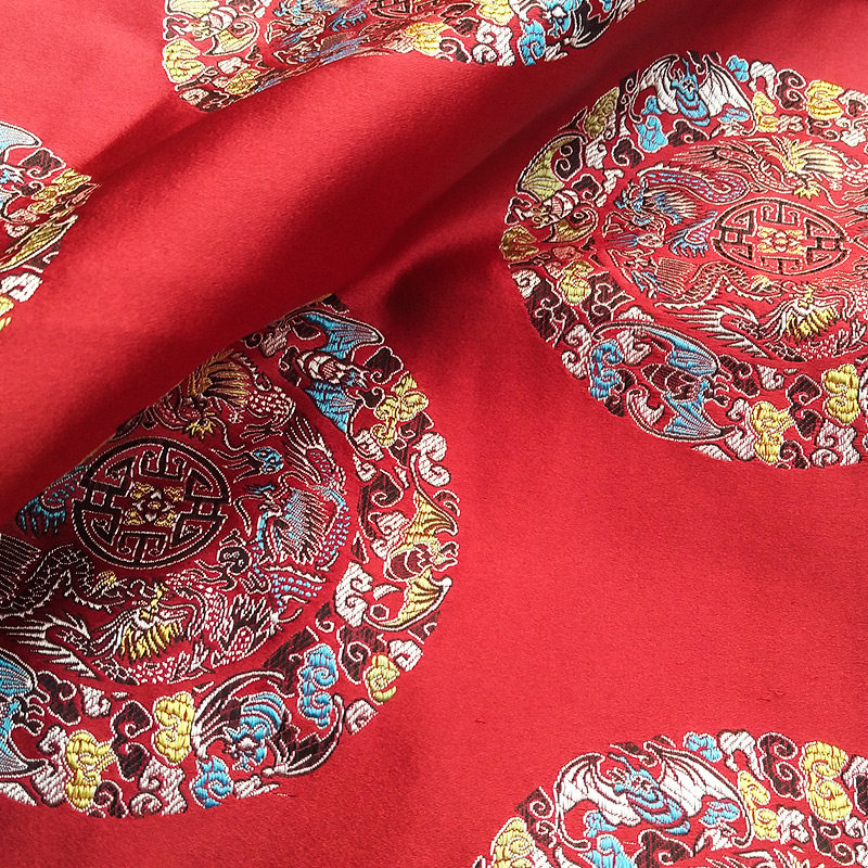 明黄色  中国风 龙凤呈祥复古 绸缎 DIY 服装 被褥 坐垫面料,淘宝优惠券,粉丝福利购,淘宝优惠卷