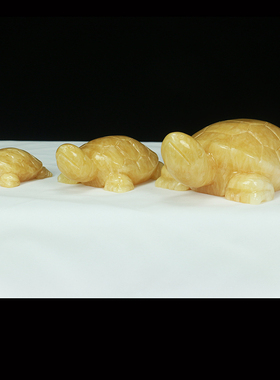 玉石乌龟摆件鱼缸青玉乌龟玉雕工艺品客厅办公室中式饰品黄玉乌龟