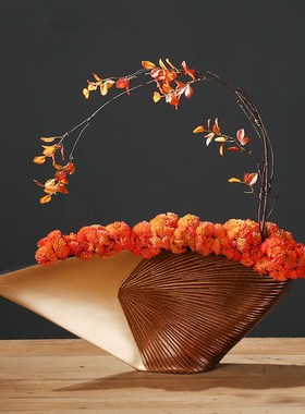 优选新中式复古扬帆起航花瓶套装仿真花多肉盆景装饰树脂摆件整体