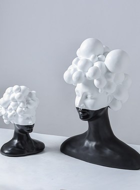 优选现简约创意树脂黑白女郎人物雕塑工艺品摆件家居酒店会所装饰