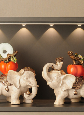 优选大象摆件一对创意客厅电视柜酒柜轻奢玄关家居装饰品乔迁新居