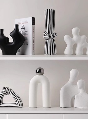 优选现代格调高级感黑白色艺术软装饰品摆件高档轻奢家居客厅酒柜