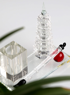 优选水晶文昌塔笔筒摆件九层办公桌装饰品工艺品摆设