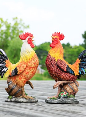 优选动物仿真公鸡母鸡摆件花园小院子庭院乡村田园装饰品户外园林