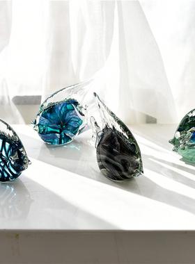 出口日韩彩色手工琉璃小鱼摆件玻璃艺术装饰品样板间客厅餐厅软装