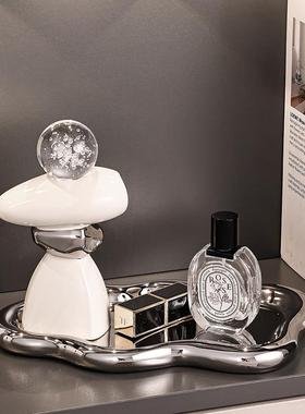 时来运转钥匙收纳摆件轻奢高档玄关入户进门口首饰手饰托 托盘装