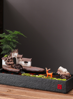 创意流水生财桌面装饰鱼缸摆件循环水招财客厅玄关办公室开业礼品