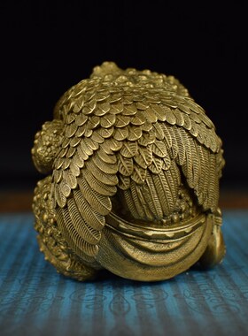 精选全黄铜实心招财金蟾蜍文房桌面摆件镇纸手把件癞蛤蟆吃天鹅工