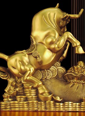 铜牛摆件牛气冲天纯铜生肖牛开业礼品旺市牛东北缺角补角装饰礼品