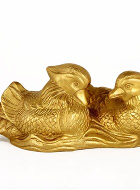 铜鸳鸯摆件一对铜工艺品家居卧室美好祝福新婚礼物鸳鸯戏水装饰品