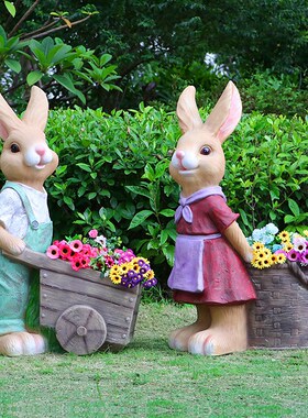 优选户外花园庭院草坪兔子摆件园林景观卡通动物花缸公园别墅装饰