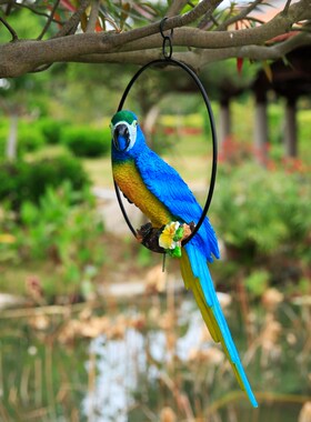 优选户外花园庭院子树上动物装饰挂饰彷真鸟类金刚鹦鹉摆件树脂工