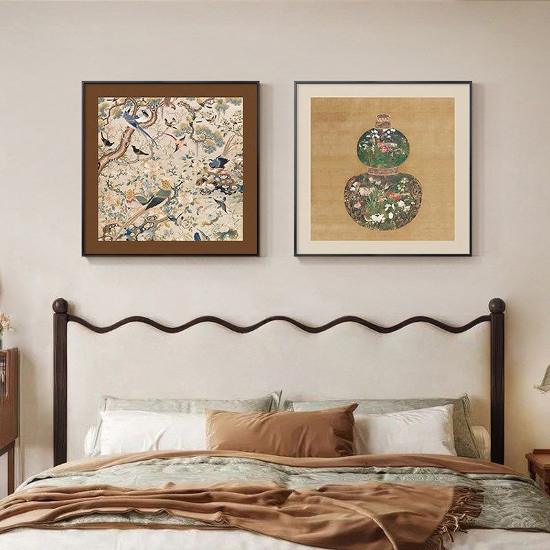 优选法式复古客厅装饰画新中式花鸟卧室壁画中古风葫芦沙发背景墙,淘宝优惠券,粉丝福利购,淘宝优惠卷