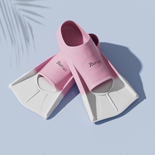 游泳脚蹼男女自由泳蛙泳专用儿童硅胶短脚蹼成人轻便潜水训练装备 - 图2