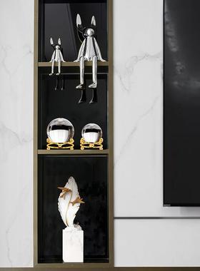 现代轻奢玻璃水晶球摆件办公室招财客厅电视柜酒柜轻奢高档装饰品