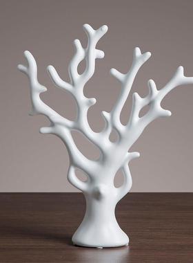 北欧简约客厅摆件电视柜酒柜玄关工艺品创意陶瓷发财树摆件办公室