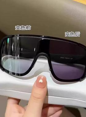 变色镜片日夜二用大框骑行眼镜防风偏光护目夜骑自行车户外墨镜