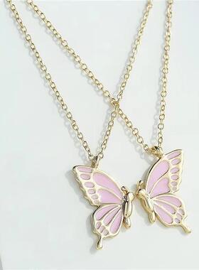 闺蜜小挂件二人闺蜜项炼女二人款友谊项炼好朋友项炼一对滴油蝴蝶