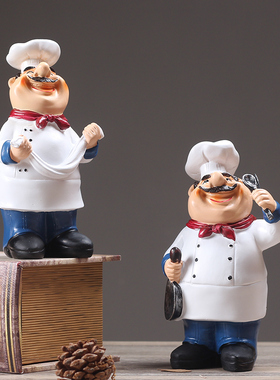 美式家居电视柜酒柜装饰品人物厨师餐厅蛋糕店饭店摆件开业礼品