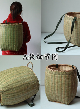 湘西纯手工竹编背篓可背竹筐小号大号蘑菇筐儿童成人背篓采茶背篼