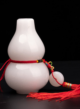 福雅禄白玉葫芦摆件福禄家居客厅吉祥中式摆设玄关电视桌柜装饰品
