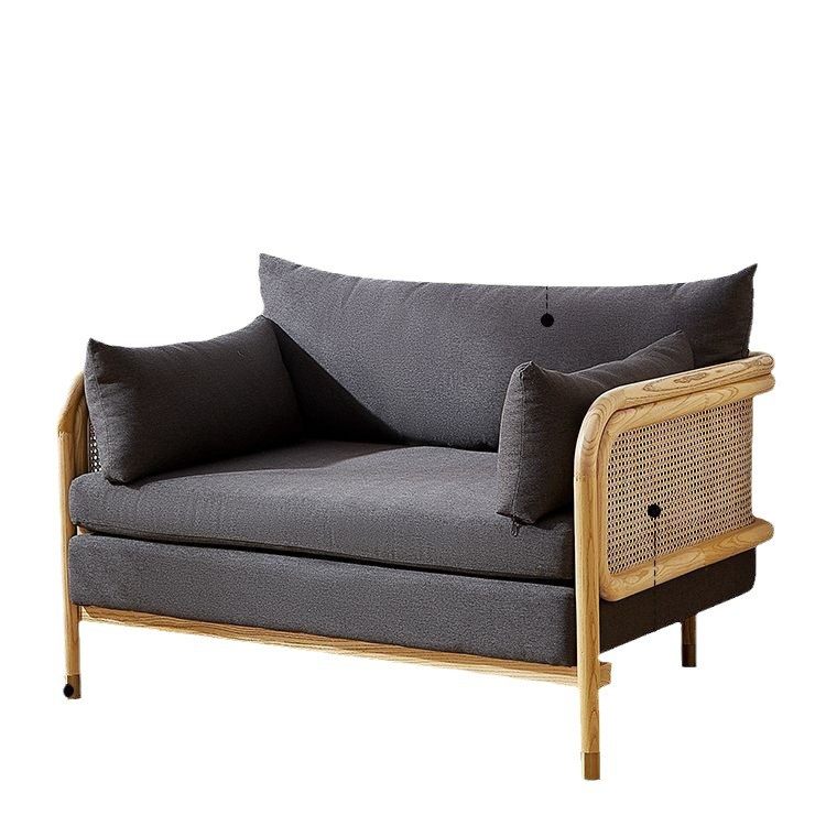 鹿林日式实木藤编双人沙发小户型客厅沙发椅北欧民宿ins三人组合,淘宝优惠券,粉丝福利购,淘宝优惠卷